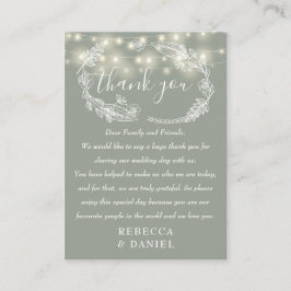ストリングライト サンクス ユー サージュグリーン ウェディング プレイスカード