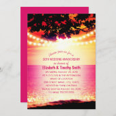 ストリングライト サンセットビーチ ウェディング アニバーサリー 招待状 (正面/裏面)
