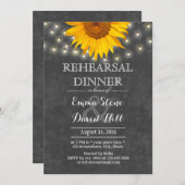 ストリングライト&サンフラワー結婚のリハーサルディナー 招待状 (正面/裏面)