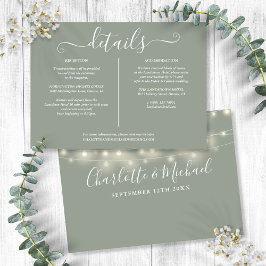 ストリングライト セージグリーン ウェディング 詳細 情報 招待状