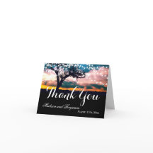 ストリングライト ツリー サンセット ウェディング 感謝カード