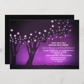 ストリングライト ツリー ラスティック パープル リハーサル ディナー 招待状 (正面/裏面)