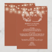 ストリングライト テラコッタ フラワーの結婚式 メニュー (正面/裏面)