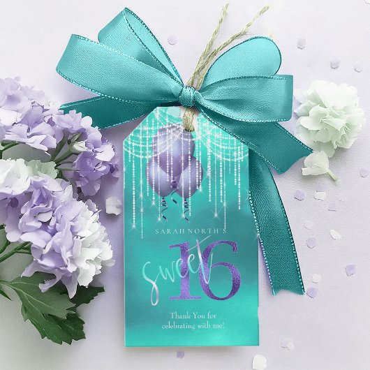 ストリングライト&バルーン甘い16ティール（緑がかった色）ID473 ギフトタグ