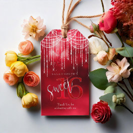 ストリングライト&バルーン甘い16赤ID473 ギフトタグ