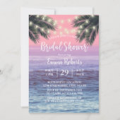 ストリングライト&パームツリービーチブライダルシャワー 招待状 (正面)