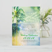 ストリングライト パームツリー ビーチ ウェディング 招待状 (スタンド正面)