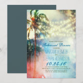 ストリングライト パームツリー ビーチ リハーサルディナー 招待状 (正面/裏面)