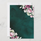 ストリングライト ピンクの花 緑のキンセアニェラ 招待状 (裏面)