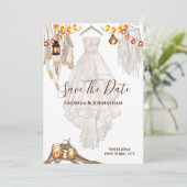 ストリングライト フェザー ボヘミアンマクラメ ランタン ウェディング セーブザデート (スタンド正面)