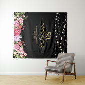 ストリングライト＆フラワー 50周年記念ウェディング タペストリー (インサイチュ(横))
