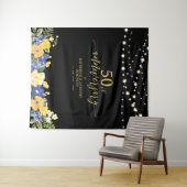 ストリングライト＆フラワー 50周年記念 結婚式 タペストリー (インサイチュ(横))