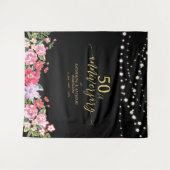ストリングライト&フラワー 50周年記念 結婚式 タペストリー (正面(横))