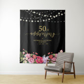 ストリングライト&フラワー 50周年記念 結婚式 タペストリー (インサイチュ)