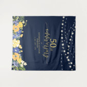 ストリングライト&フラワー 50周年記念 結婚式T タペストリー (正面(横))