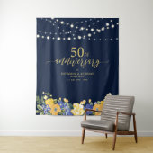 ストリングライト&フラワー 50周年記念 結婚式T タペストリー (インサイチュ)
