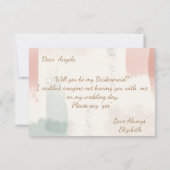 ストリングライト、ブラシストローク、フローラブライドメイドカード 招待状 (裏面)