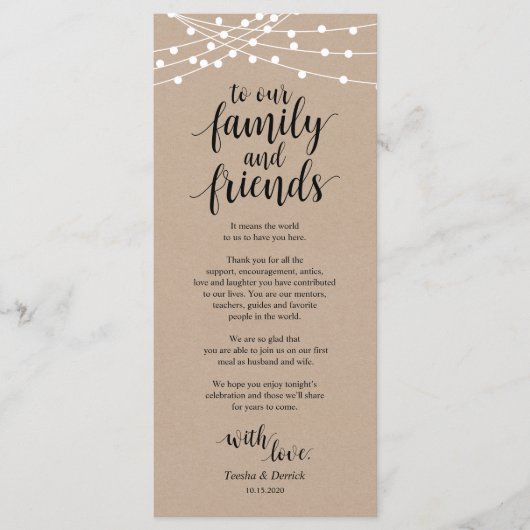 ストリングライト、ブラックプレイス設定サンキューカード プログラム (正面)