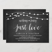 ストリングライト、ブラックボード、ウェディングエロープメントパーティ 招待状 (正面/裏面)