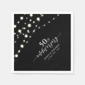 ストリングライト |ブラック50結婚周年 スタンダードカクテルナプキン (正面)