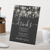 ストリングライト ブラック ホワイト ウェディング シグネチャードリンク 台座サイン (インサイチュ)