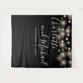 ストリングライト ブラック ホワイト ウェディング フォト 背景 タペストリー (正面(横))