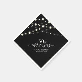 ストリングライト | ブラック 50周年結婚記念日 スタンダードカクテルナプキン