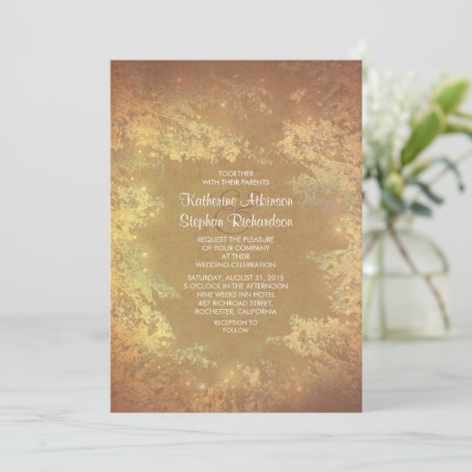 ストリングライト&ブランチ素朴結婚式の招待 招待状 (スタンド正面)