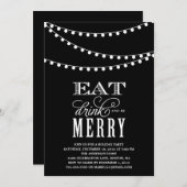 ストリングライト | ホリデーパーティー招待 招待状 (正面/裏面)