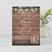 ストリングライト メイソンジャー スクリプト カップルシャワー 招待状 (スタンド正面)