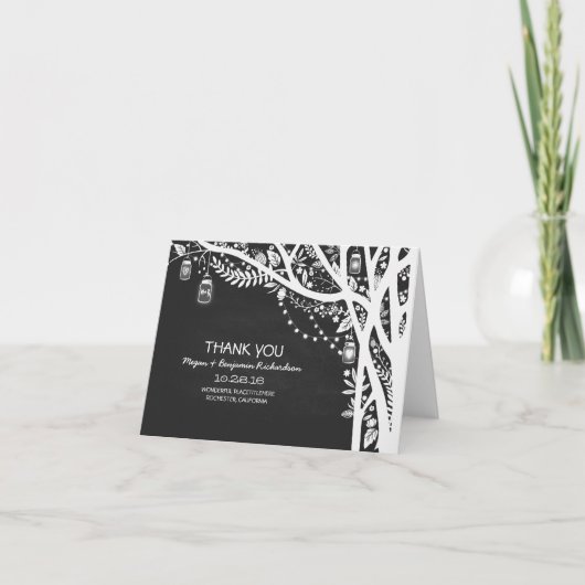 ストリングライト メイソンジャー ツリー ウェディング サンクス サンキューカード (正面)