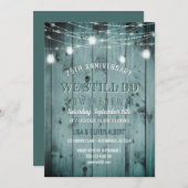 ストリングライト メイソンジャー ラスティック ウッド 誓いの更新 招待状 (正面/裏面)