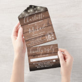 ストリングライト メイソンジャー ラスティック バーンワード 結婚式 オールインワン招待状 (貼ってはがせる)