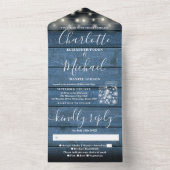 ストリングライト メイソンジャー 青 ラスティック ウッド ウェディング オールインワン招待状 (内側)