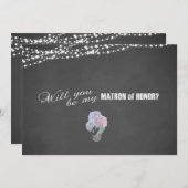 ストリングライト メイソンジャー 黒板 マトロン・オブ・オナー 招待状 (正面/裏面)