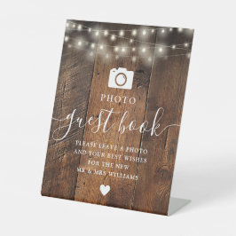 ストリングライト ラスティックウッド バーン フォト ゲストブック 台座サイン