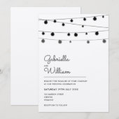 ストリングライト ラスティック ウェディング 招待状 (正面/裏面)