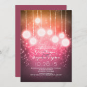 ストリングライト&ランタンきらめく婚約パーティ 招待状 (正面/裏面)