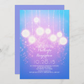 ストリングライト&ランタンシャインブライダルシャワー 招待状 (正面/裏面)