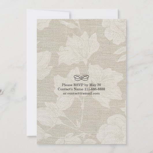 ストリングライト&リネンフローラ結婚ブライダルシャワー 招待状 (裏面)