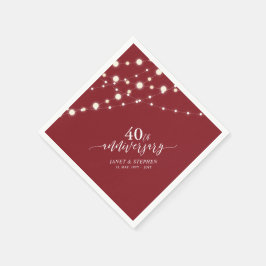 ストリングライト | ルビーレッド 40周年記念結婚式 スタンダードカクテルナプキン