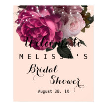 ストリングライト ワインレッドの花 ブライダルシャワー