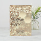 ストリングライト《写真》ぼけ味金ゴールド企業のクリスマスパーティー 招待状 (スタンド正面)