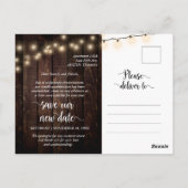 ストリングライト、日付の変更、黒、延期 ポストカード (裏面)