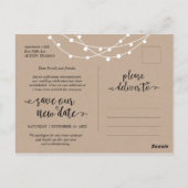 ストリングライト、日付の変結婚更、の延期 ポストカード (裏面)