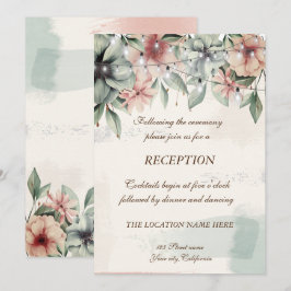 ストリングライト,筆致,フラワーウェディングレセプション 招待状