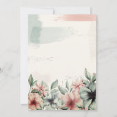 ストリングライト、筆致、フラワールエングagement 招待状 (裏面)