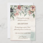 ストリングライト、筆致、フローラ ウェディング レセプション 招待状 (正面)