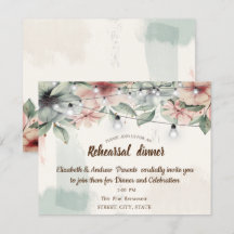 ストリングライト、筆跡、フラワーのリハーサルディナー