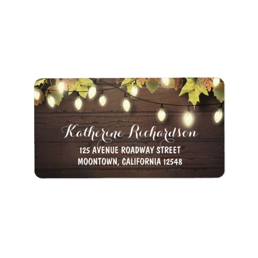 ストリングライト&紅葉素朴な住所 シール (正面)